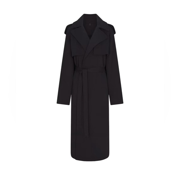SKIMS NWT Boyfriend Fleece Oversized Trench Coat Onyx Women’s Size XXS - Picture 3 of 7